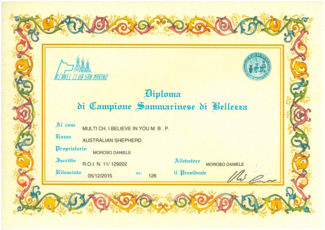diploma Campione di San Marino